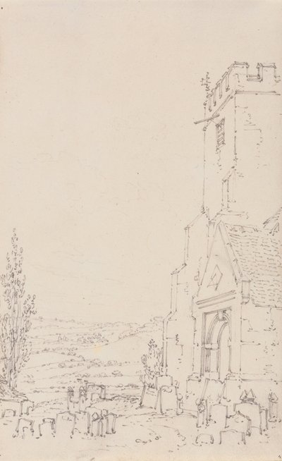 Zuidportaal en toren van een onbekende kerk door Joseph Mallord William Turner